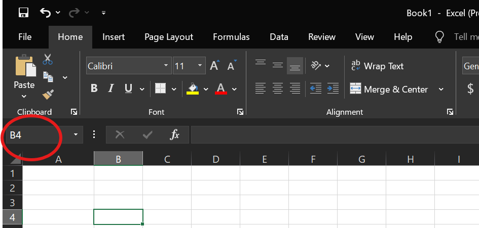 Showing cell reference in Excel