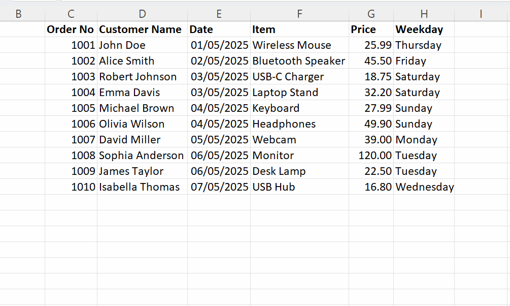 Using Excel Fill Handle to fill values.