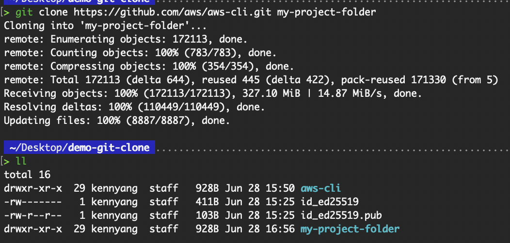 Cloning into a specific folder