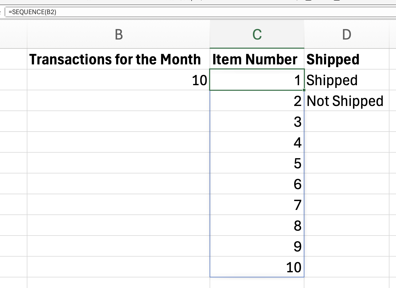 Utilizar SECUENCIA en Excel para una lista dinámica