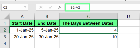 Soustraction des dates dans Excel.