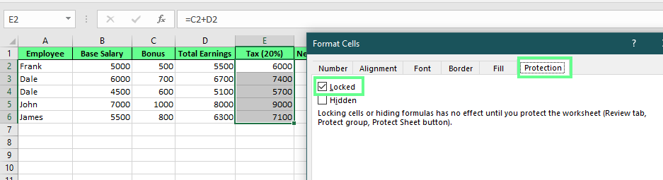 Celdas específicas bloqueadas en excel