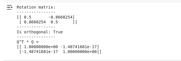 Ausgabe für orthogonale Matrix