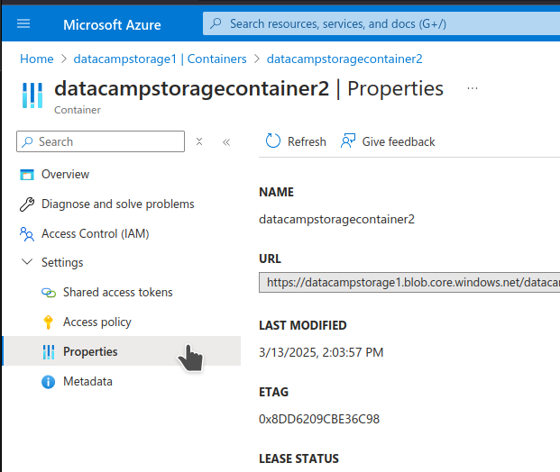 Storage container URL