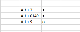 Insertar viñetas simples con las teclas de acceso rápido en Excel