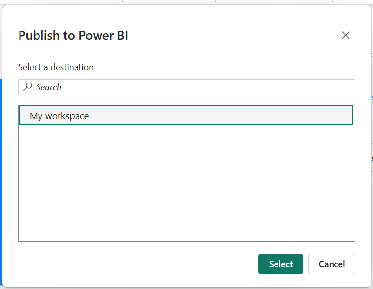 Veröffentlichen im Power BI-Arbeitsbereich