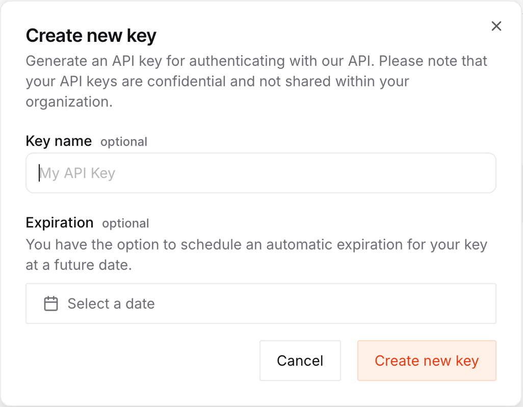 API key form mistral