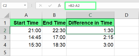 Soustraction du temps dans Excel.
