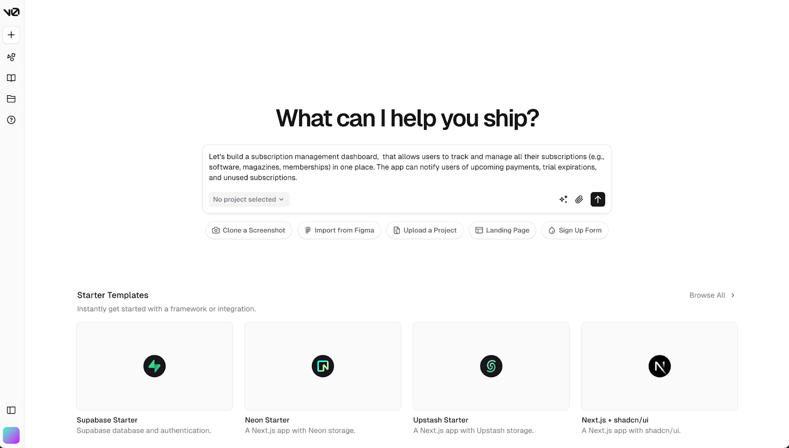 v0 vercel chat interface