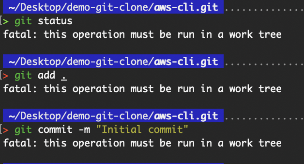 Operation must be run in a work tree