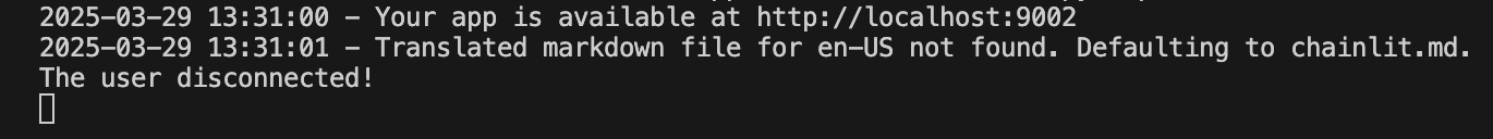 on_chat_end() chainlit output