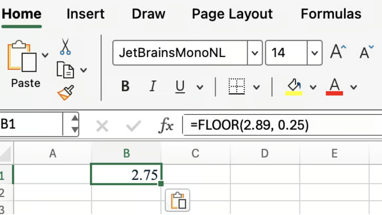 Função FLOOR do Excel usada para determinação de preços
