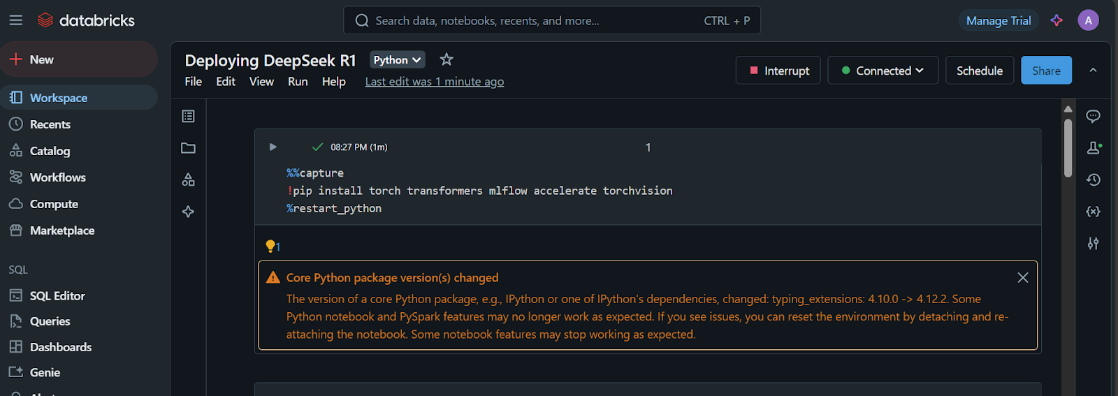 Um notebook do Databricks.