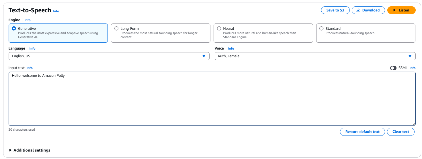 AWS Polly Interface