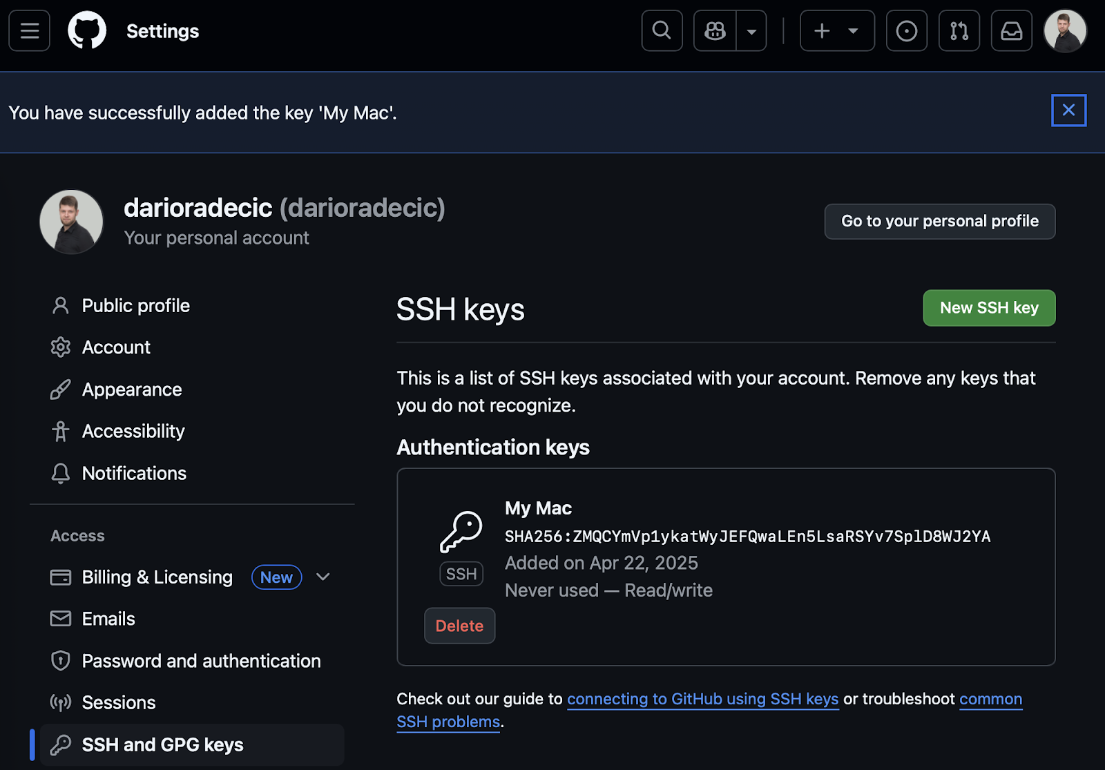 Image 12 - Configuration de l'authentification GitHub (3)