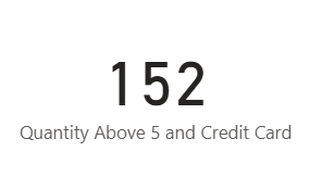 Image showing number of orders with quantity above five and paid through credit card.