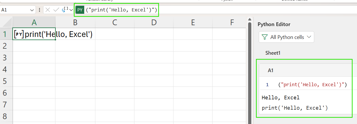 How to test Python setup in Excel.