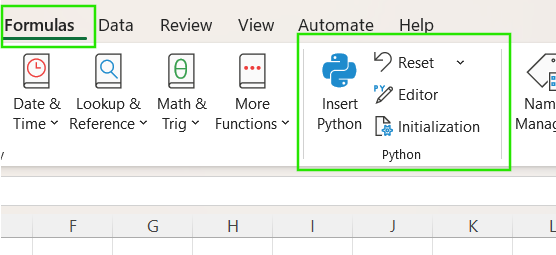 Activate Python in Excel.