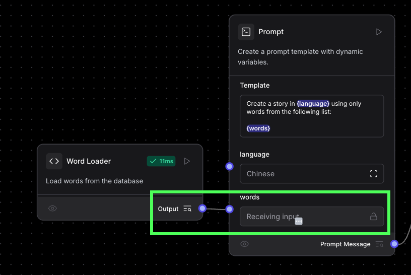 Word loader connection in langflow
