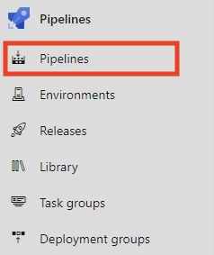 Accédez à la section Pipelines de votre projet Azure DevOps :

Ouvrez votre projet Azure DevOps.

Dans le menu de gauche, cliquez sur Pipelines.

Cette section vous permet de gérer efficacement vos pipelines de construction et de mise en production.