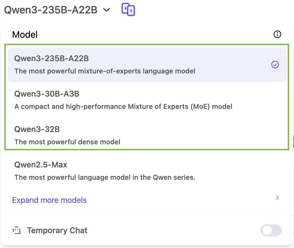 qwen 3 models available in the chat app