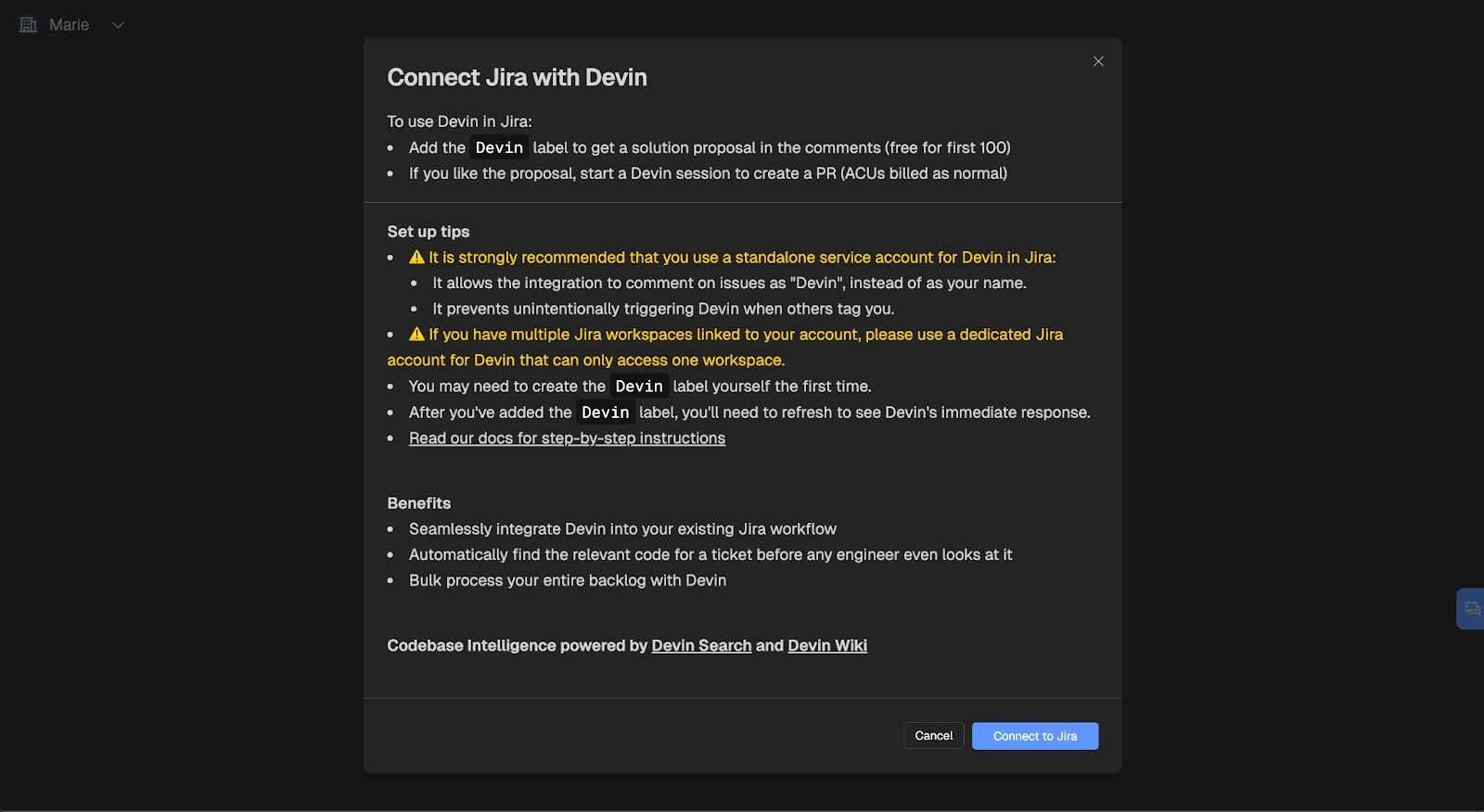 devin jira integration