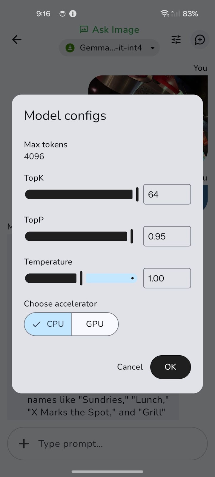 Pergunte à demonstração de imagens: Configs