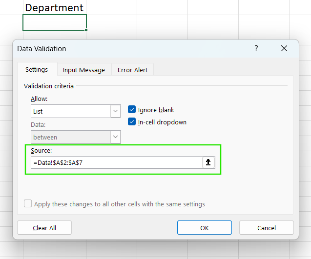 How to update a drop-down list in Excel