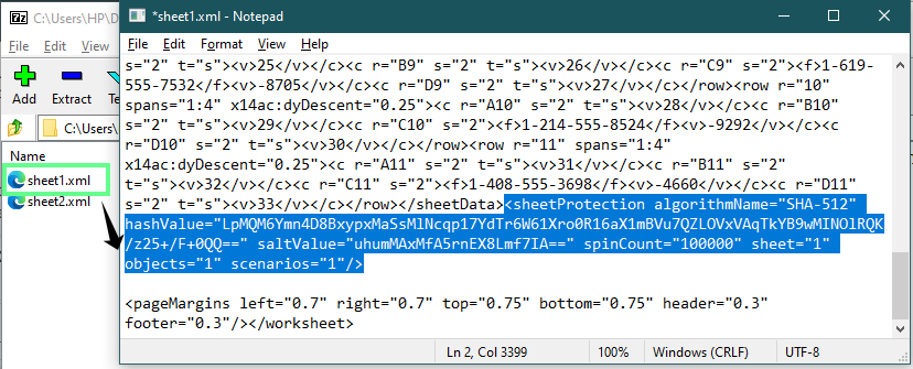 Aufheben des Schutzes des Blattes mit der Zip-Dateierweiterung in Excel.