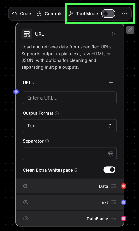 Tool mode explanation in langflow