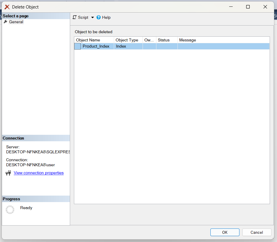 Confirm deletion in dialog box and click ok.