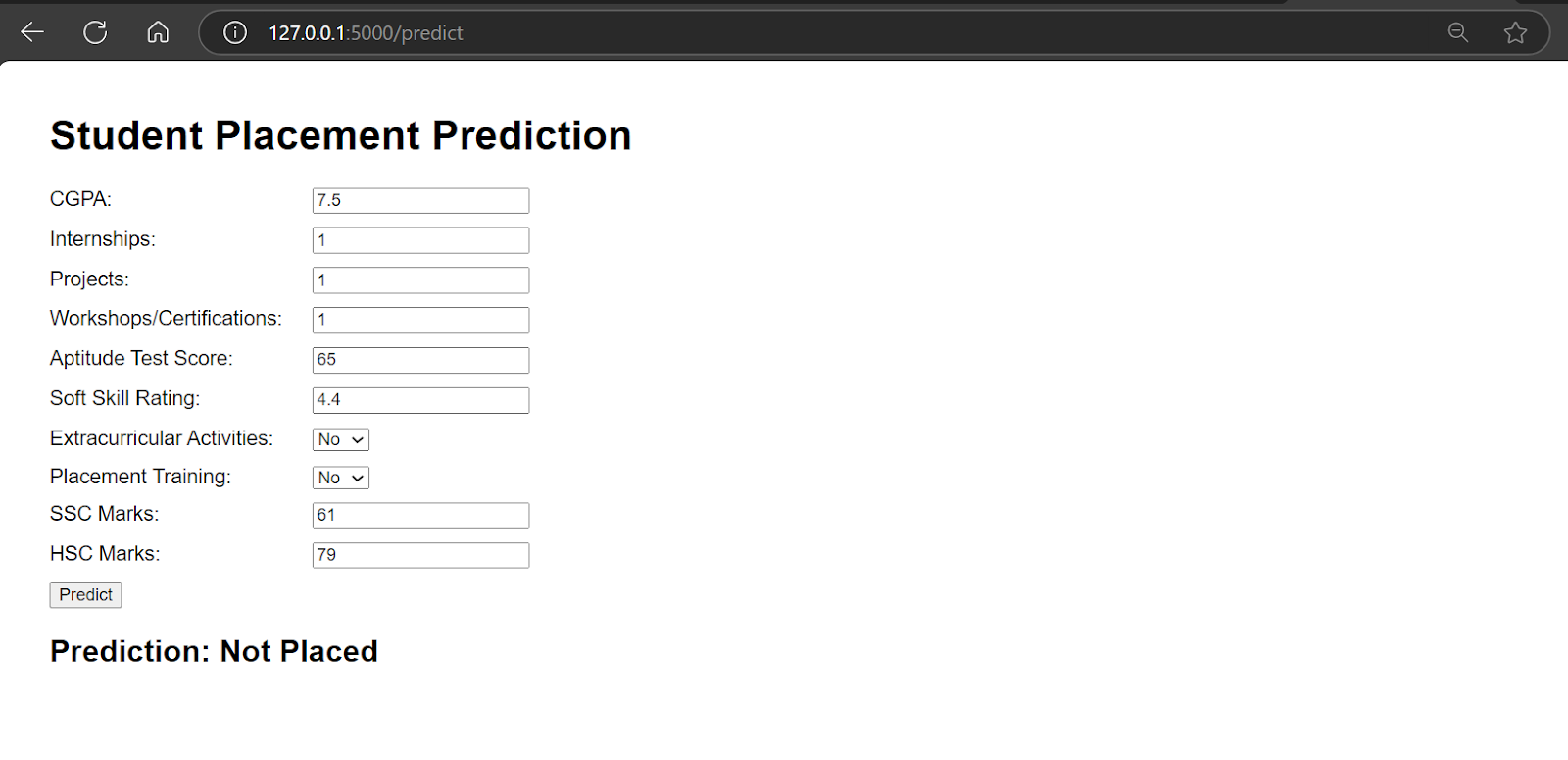 machine learning web application UI