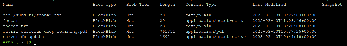 Uploading blobs via the Azure CLI