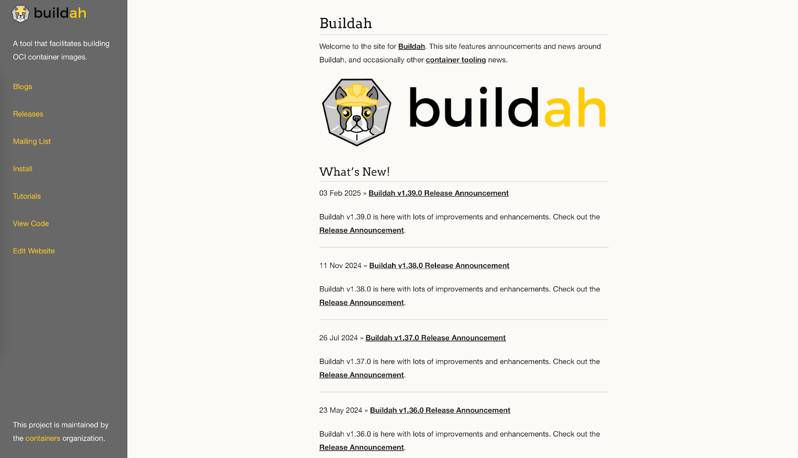 Bild 7 – Startseite von Buildah