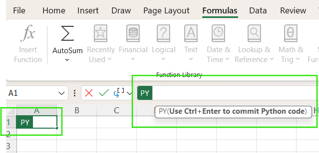 Verify Python environment in Excel.