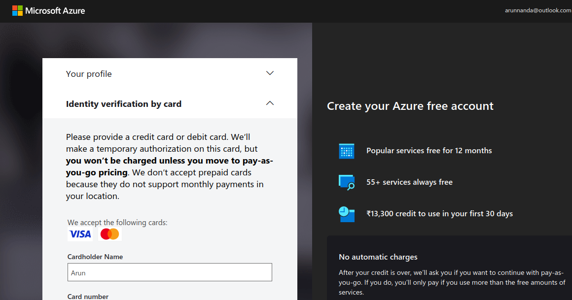 Vérifiez votre compte Azure