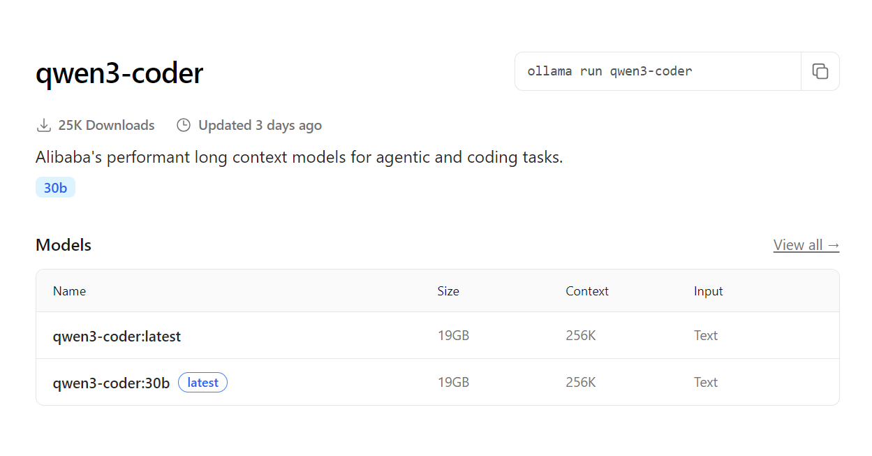 Command for running Qwen3-Code