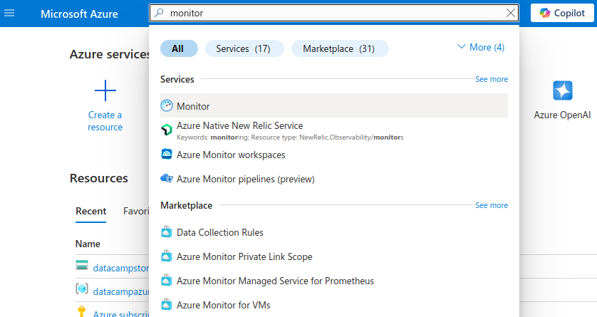 Azure Monitor screenshot