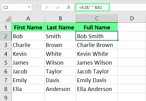 Combine columns using ampersand symbol & in excel.