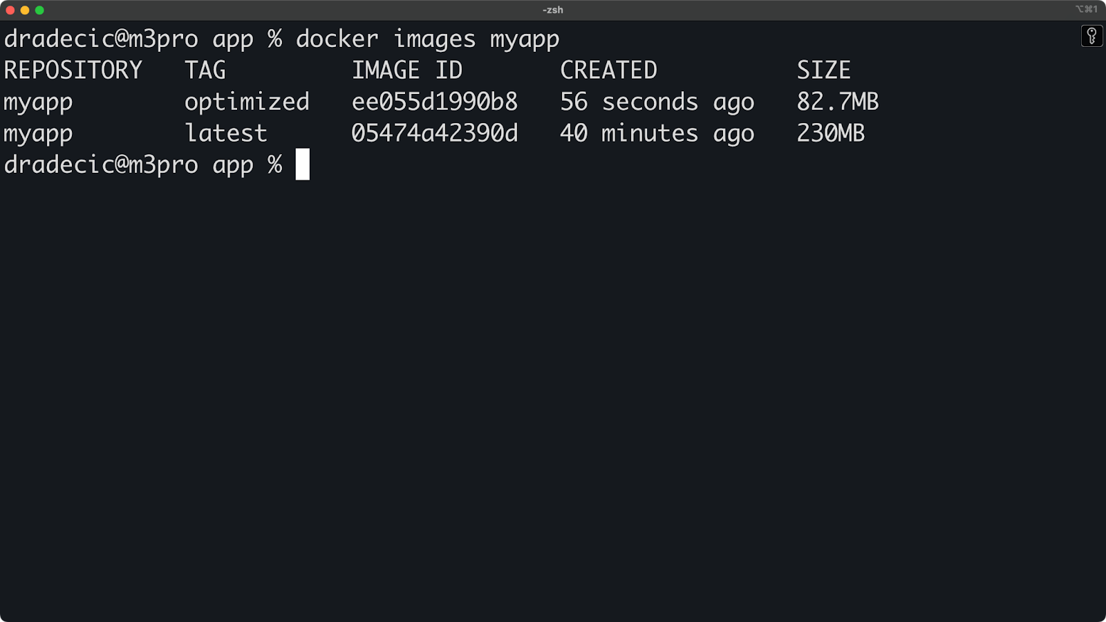 Abbildung 10 - Docker-Abbildgrößen
