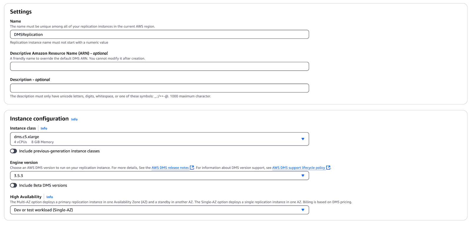 Crear una instancia de replicación