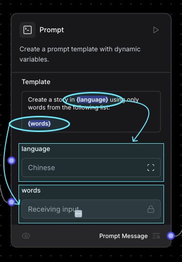 Prompt parameters in langflow