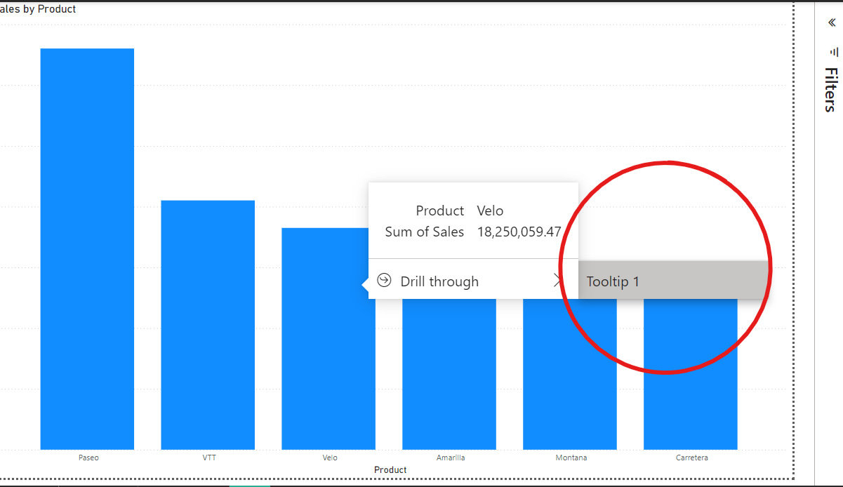 Image montrant l'infobulle visuelle moderne de Power BI en action.