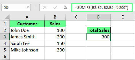 Additionner les valeurs avec SUMIFS dans Excel.