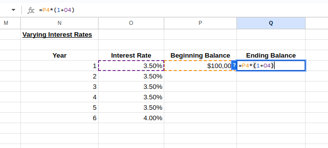 Varying interest rates calculations.