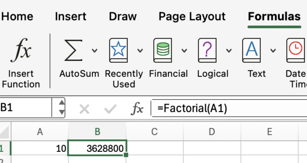 Excel LAMBDA para um fatorial