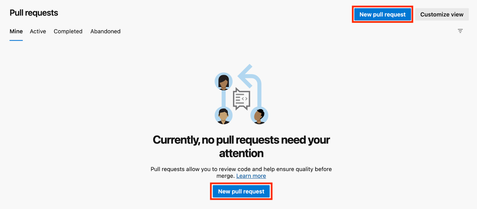 Create a pull request easily:

Once your feature branch is ready to be merged with the main branch, navigate to the Pull Requests section in Azure DevOps.

Click on New Pull Request to start the merging process.

This intuitive interface ensures a smooth process for merging your code changes.