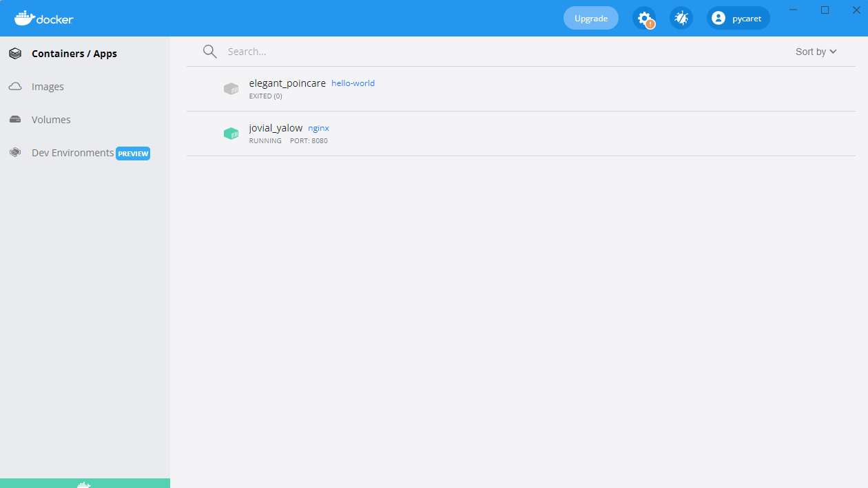 Contenedor Nginx ejecutándose en el puerto 8080