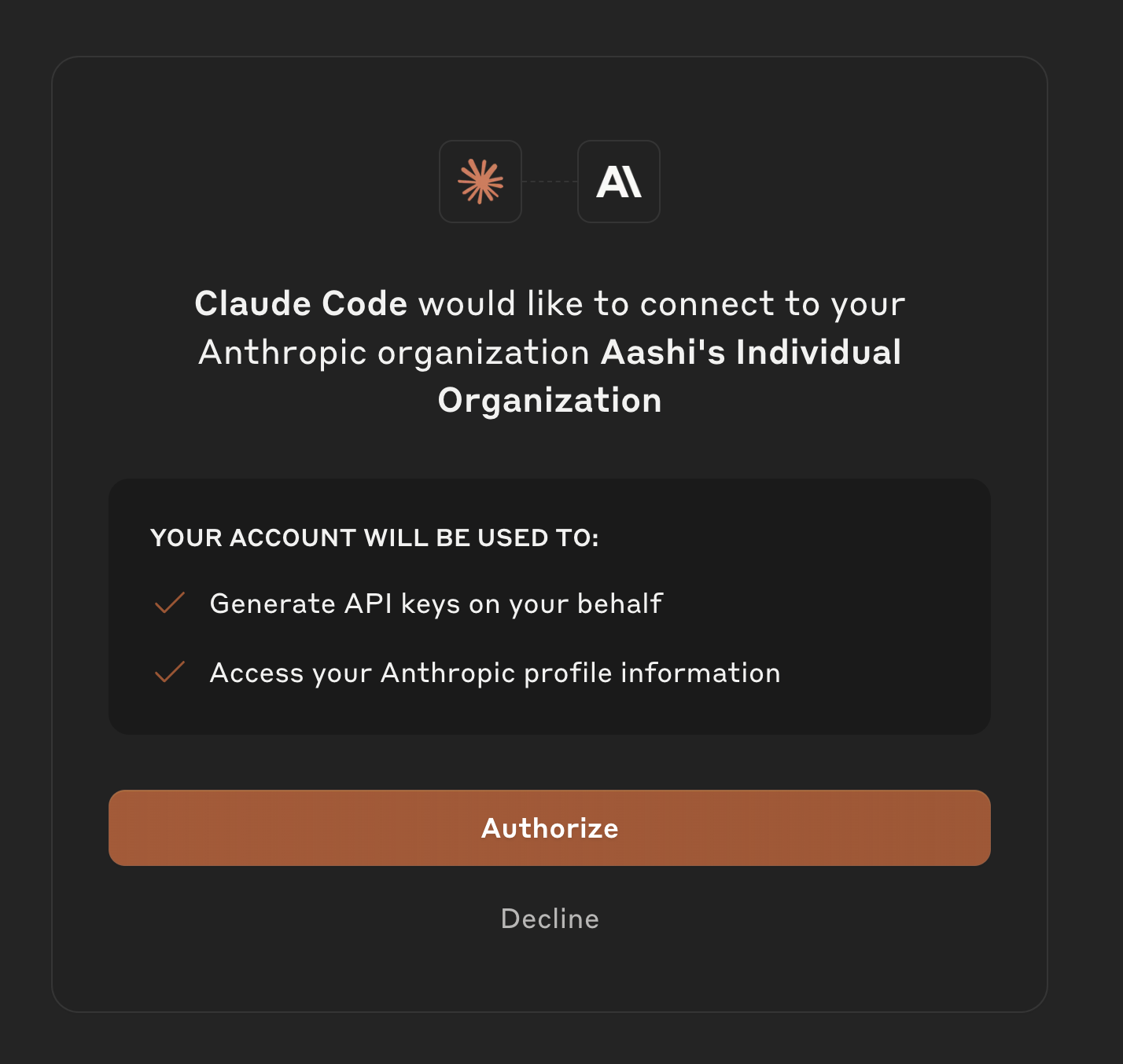 Claude Code Authorize page
