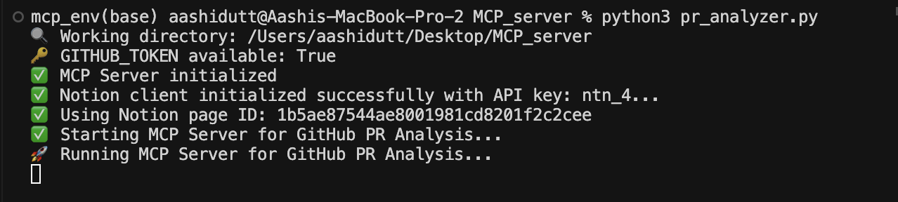 Terminal para executar o servidor MCP